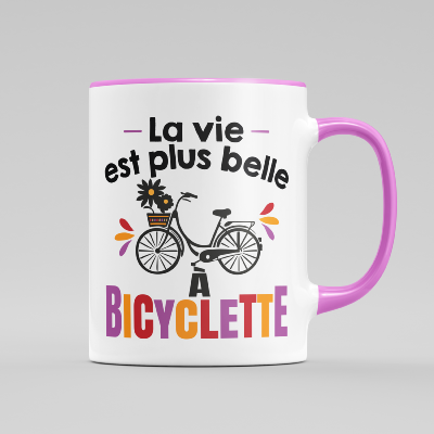 MUG "LA VIE EST PLUS BELLE A BICYCLETTE"