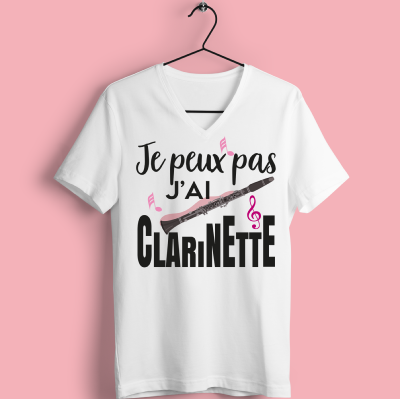 TEE-SHIRT FEMME " JE PEUX PAS J'AI CLARINETTE" 