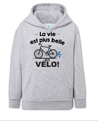 SWEAT ENFANT " LA VIE EST PLUS BELLE EN VÉLO"